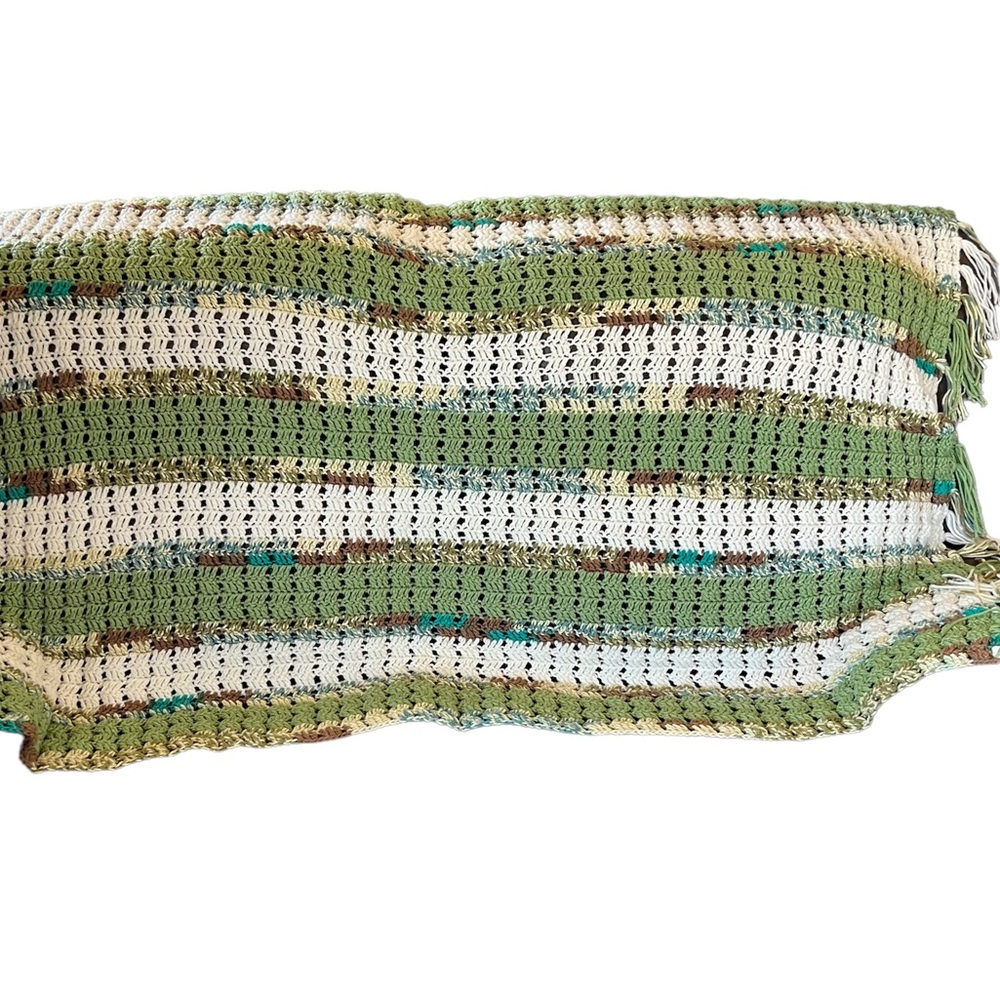 - Handmade crocheted throw multiple colors cottage core